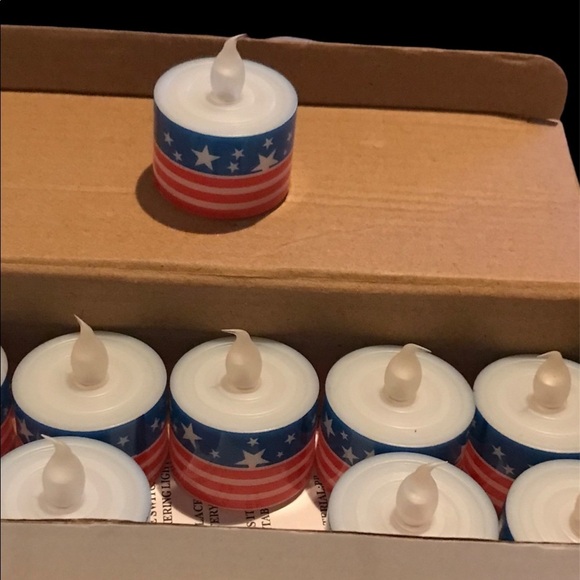 Battery Operated Patriotic Flag LED Tea Light Candles - Picture 2 of 10
